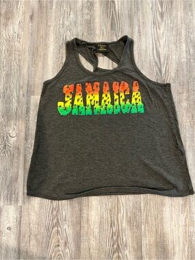Jamaica Graphic Racerback Tank Top - Charcoal